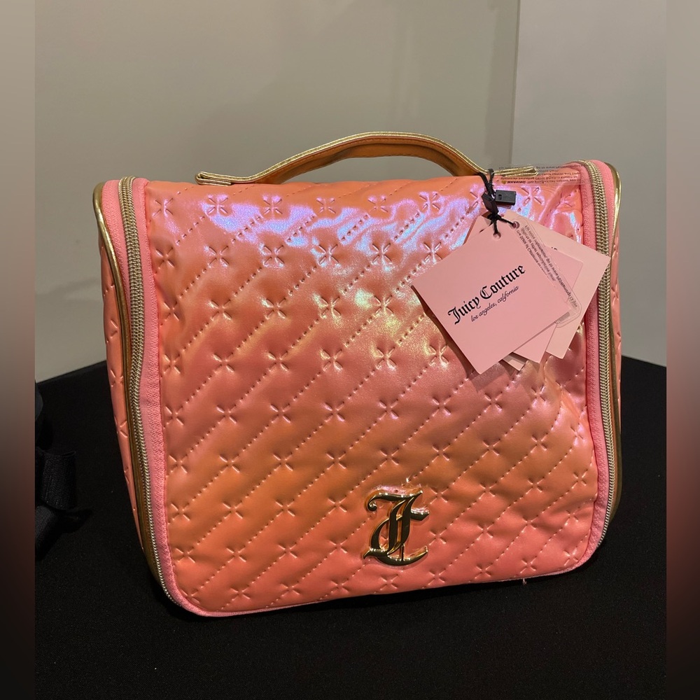Juicy Couture Pink Iridescent Large Hanging Travel toiletry Bag